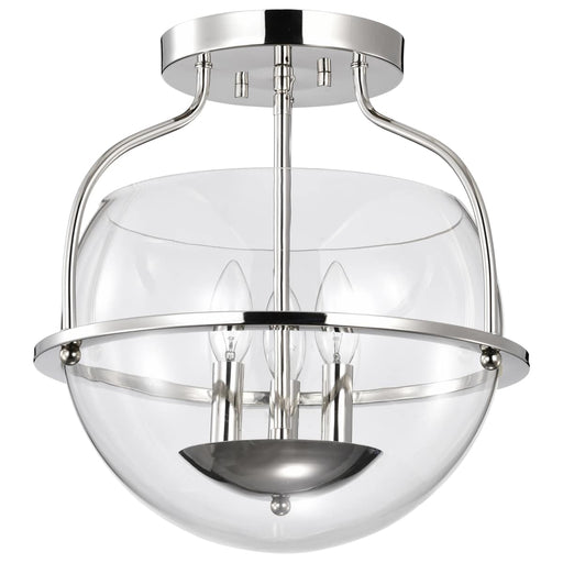 Semi Flush Mount Nuvo 60-7822 Amado 3 Light Semi Flush Mount - Polished Nickel Finish - Clear Glass Nuvo