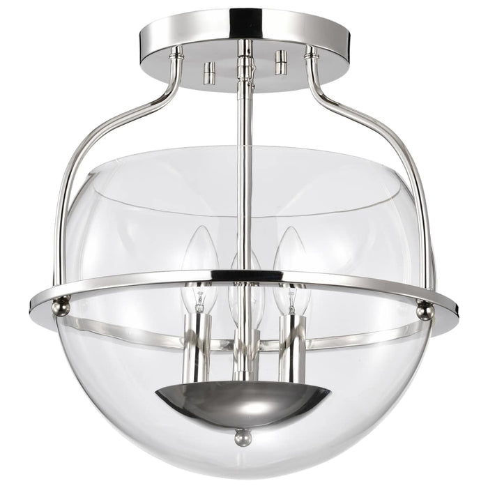 Semi Flush Mount Nuvo 60-7822 Amado 3 Light Semi Flush Mount - Polished Nickel Finish - Clear Glass Nuvo