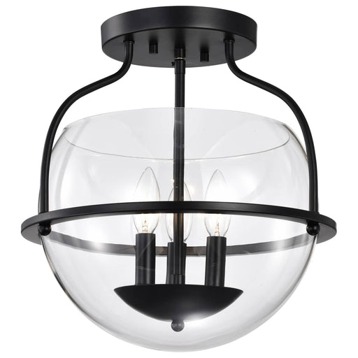 Semi Flush Mount Nuvo 60-7823 Amado 3 Light Semi Flush Mount - Matte Black Finish - Clear Glass Nuvo