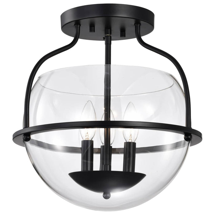 Semi Flush Mount Nuvo 60-7823 Amado 3 Light Semi Flush Mount - Matte Black Finish - Clear Glass Nuvo