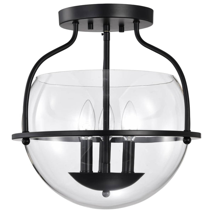 Semi Flush Mount Nuvo 60-7823 Amado 3 Light Semi Flush Mount - Matte Black Finish - Clear Glass Nuvo