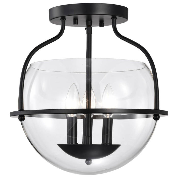 Semi Flush Mount Nuvo 60-7823 Amado 3 Light Semi Flush Mount - Matte Black Finish - Clear Glass Nuvo