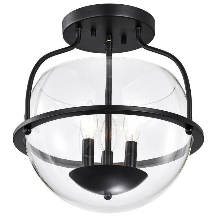 Semi Flush Mount Nuvo 60-7823 Amado 3 Light Semi Flush Mount - Matte Black Finish - Clear Glass Nuvo