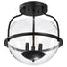 Semi Flush Mount Nuvo 60-7823 Amado 3 Light Semi Flush Mount - Matte Black Finish - Clear Glass Nuvo