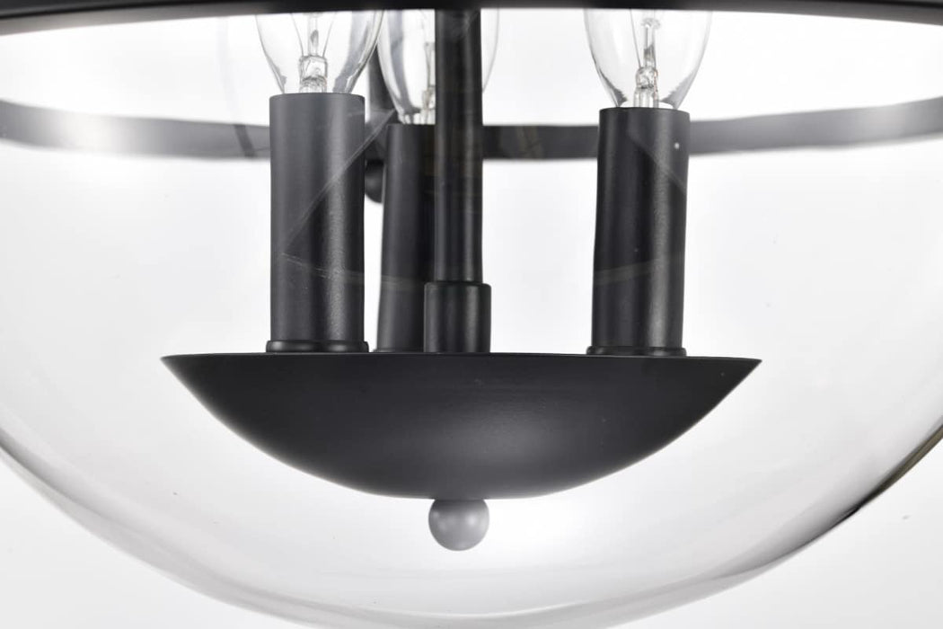 Semi Flush Mount Nuvo 60-7823 Amado 3 Light Semi Flush Mount - Matte Black Finish - Clear Glass Nuvo