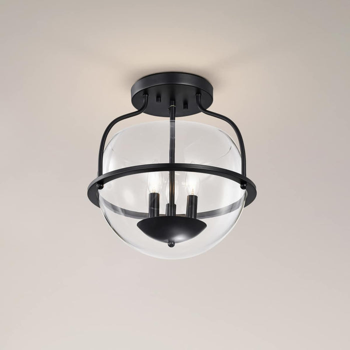 Semi Flush Mount Nuvo 60-7823 Amado 3 Light Semi Flush Mount - Matte Black Finish - Clear Glass Nuvo