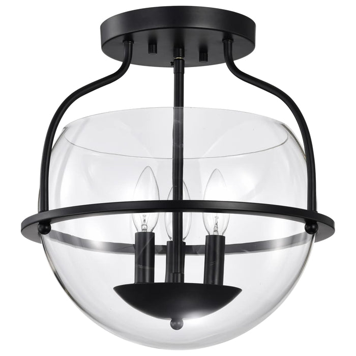 Semi Flush Mount Nuvo 60-7823 Amado 3 Light Semi Flush Mount - Matte Black Finish - Clear Glass Nuvo