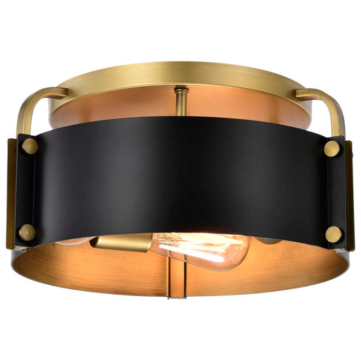 Semi Flush Mount Nuvo 60-7840 Altos 3 Light Semi Flush - 14 Inches - Matte Black and Natural Brass Finish Nuvo