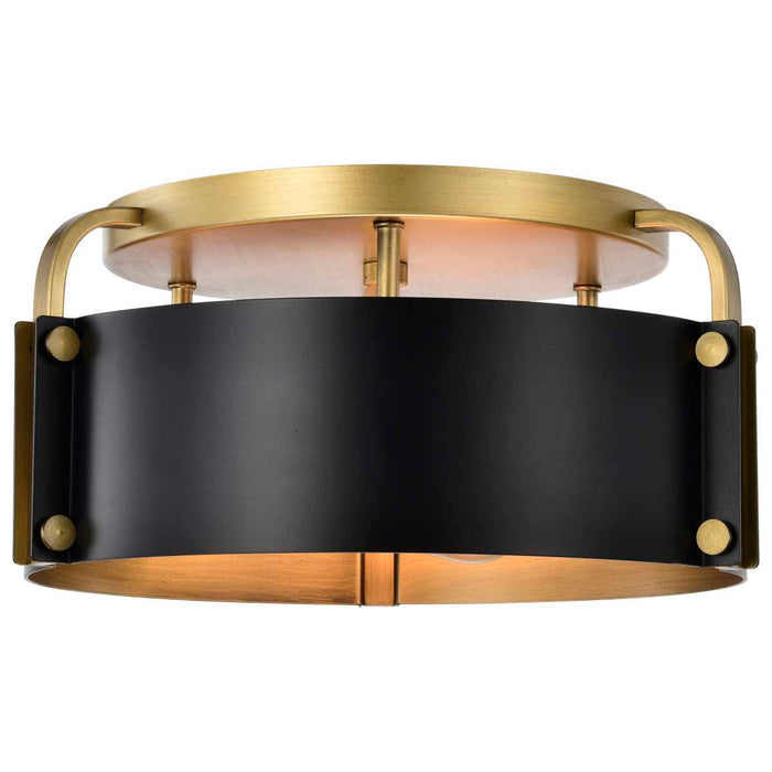 Semi Flush Mount Nuvo 60-7840 Altos 3 Light Semi Flush - 14 Inches - Matte Black and Natural Brass Finish Nuvo