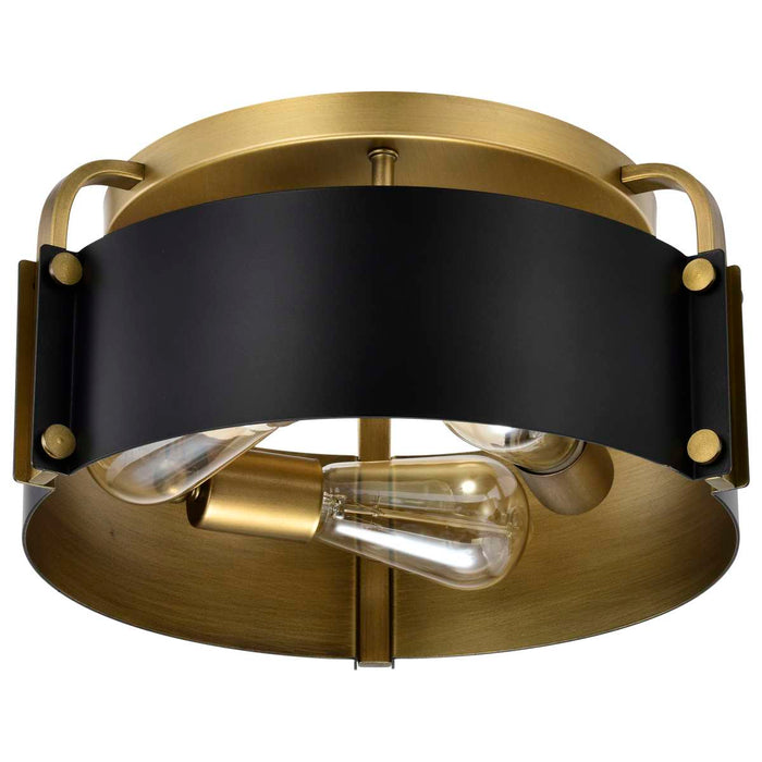 Semi Flush Mount Nuvo 60-7840 Altos 3 Light Semi Flush - 14 Inches - Matte Black and Natural Brass Finish Nuvo