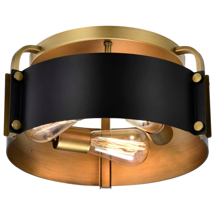 Semi Flush Mount Nuvo 60-7840 Altos 3 Light Semi Flush - 14 Inches - Matte Black and Natural Brass Finish Nuvo