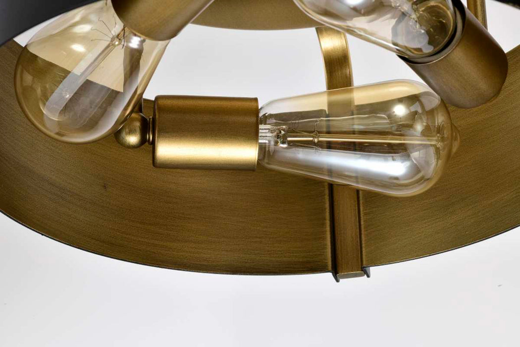 Semi Flush Mount Nuvo 60-7840 Altos 3 Light Semi Flush - 14 Inches - Matte Black and Natural Brass Finish Nuvo