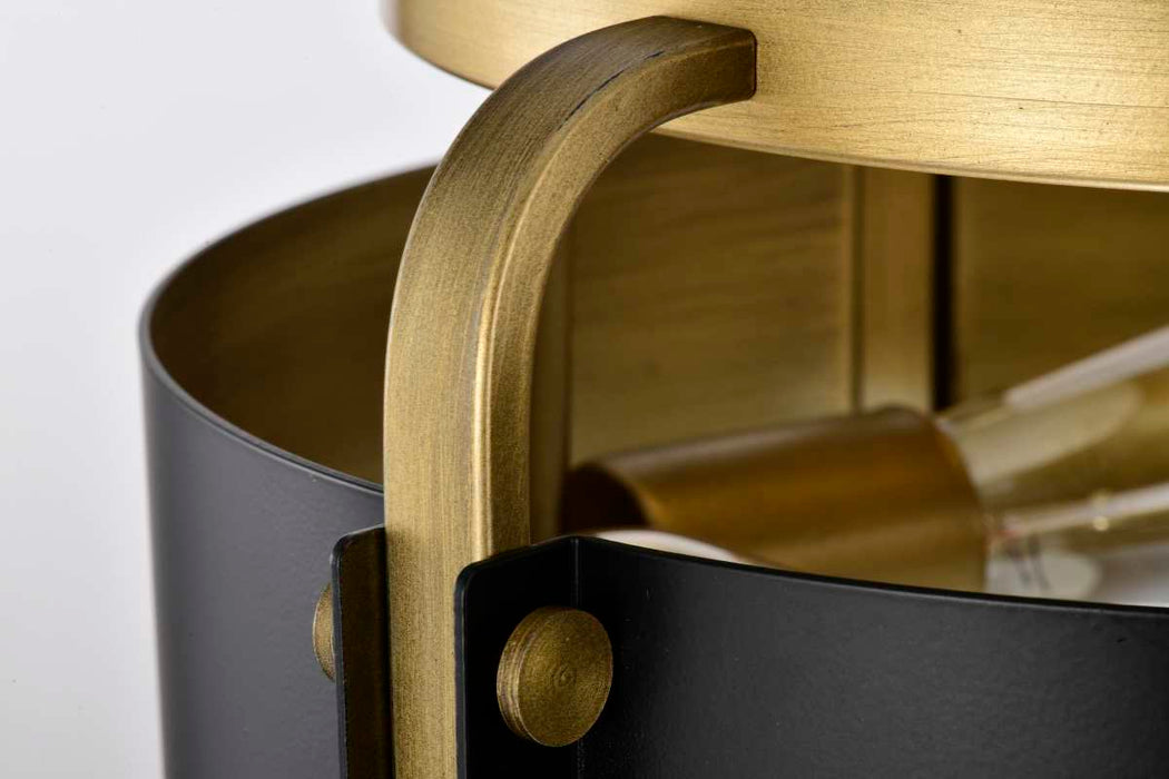 Semi Flush Mount Nuvo 60-7840 Altos 3 Light Semi Flush - 14 Inches - Matte Black and Natural Brass Finish Nuvo