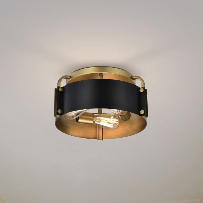 Semi Flush Mount Nuvo 60-7840 Altos 3 Light Semi Flush - 14 Inches - Matte Black and Natural Brass Finish Nuvo