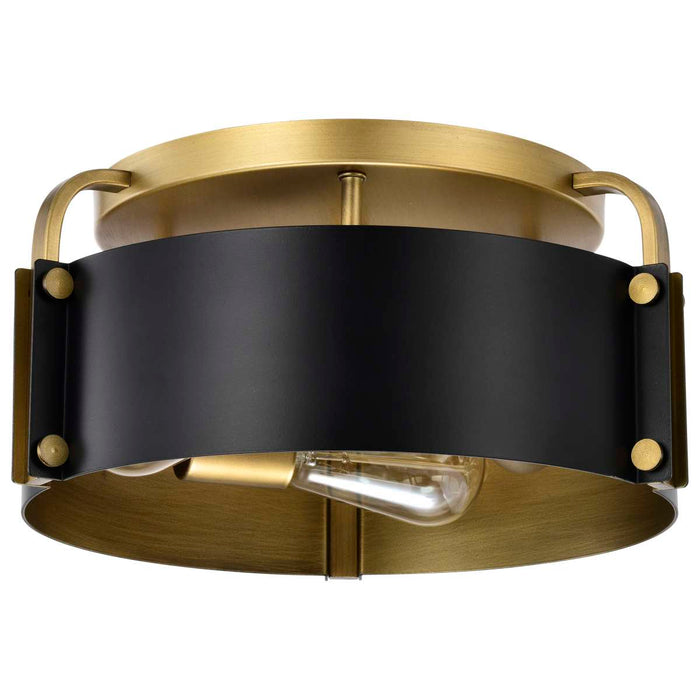 Semi Flush Mount Nuvo 60-7840 Altos 3 Light Semi Flush - 14 Inches - Matte Black and Natural Brass Finish Nuvo