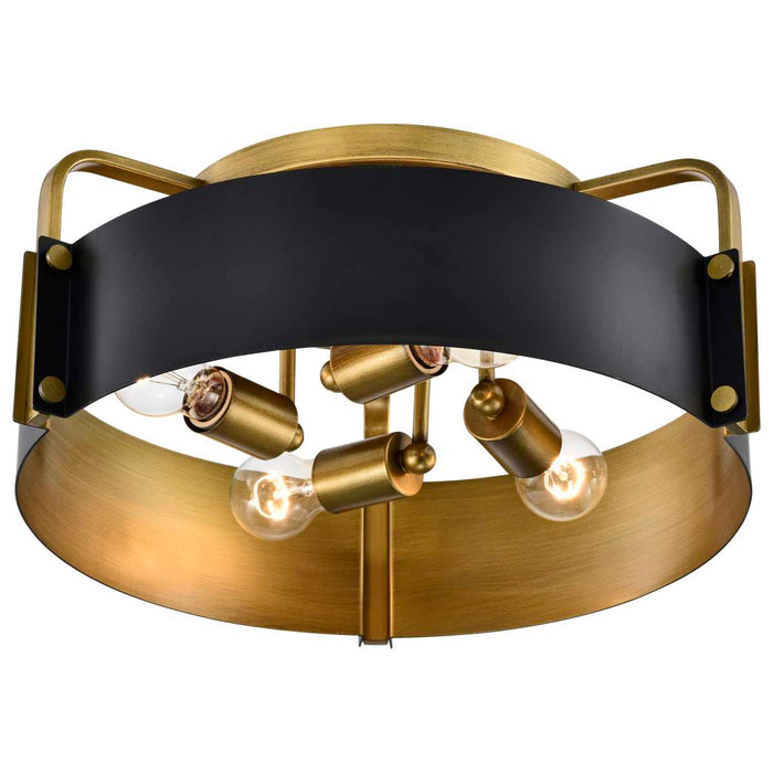 Semi Flush Mount Nuvo 60-7841 Altos 4 Light Semi Flush - Matte Black and Natural Brass Finish Nuvo
