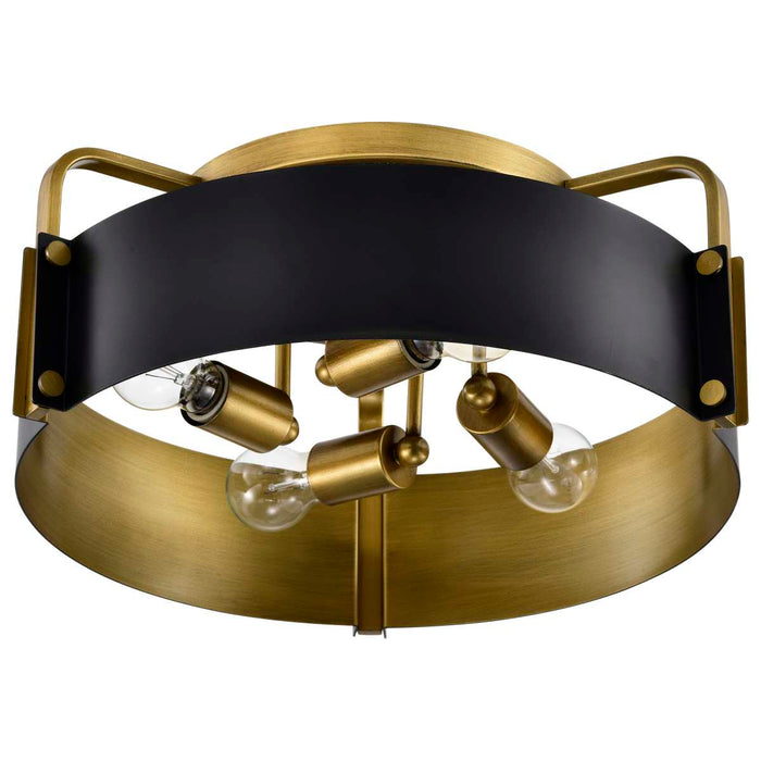 Semi Flush Mount Nuvo 60-7841 Altos 4 Light Semi Flush - Matte Black and Natural Brass Finish Nuvo