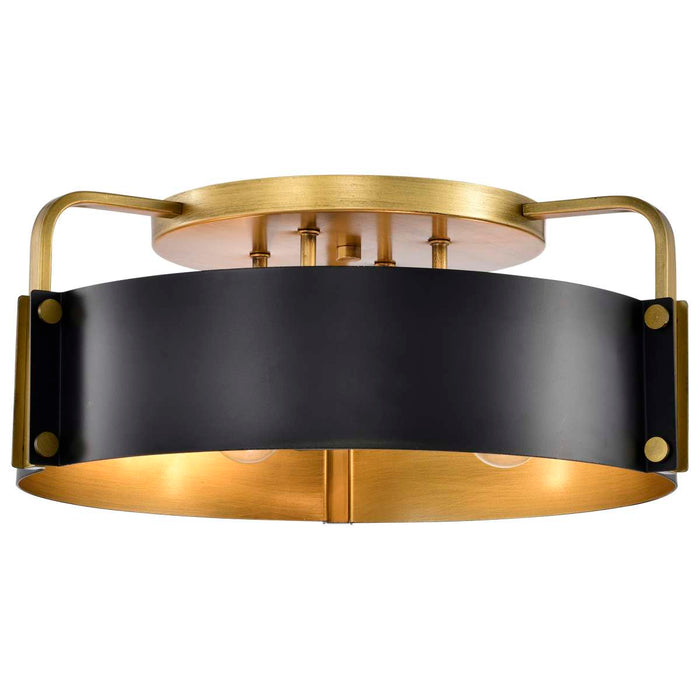 Semi Flush Mount Nuvo 60-7841 Altos 4 Light Semi Flush - Matte Black and Natural Brass Finish Nuvo