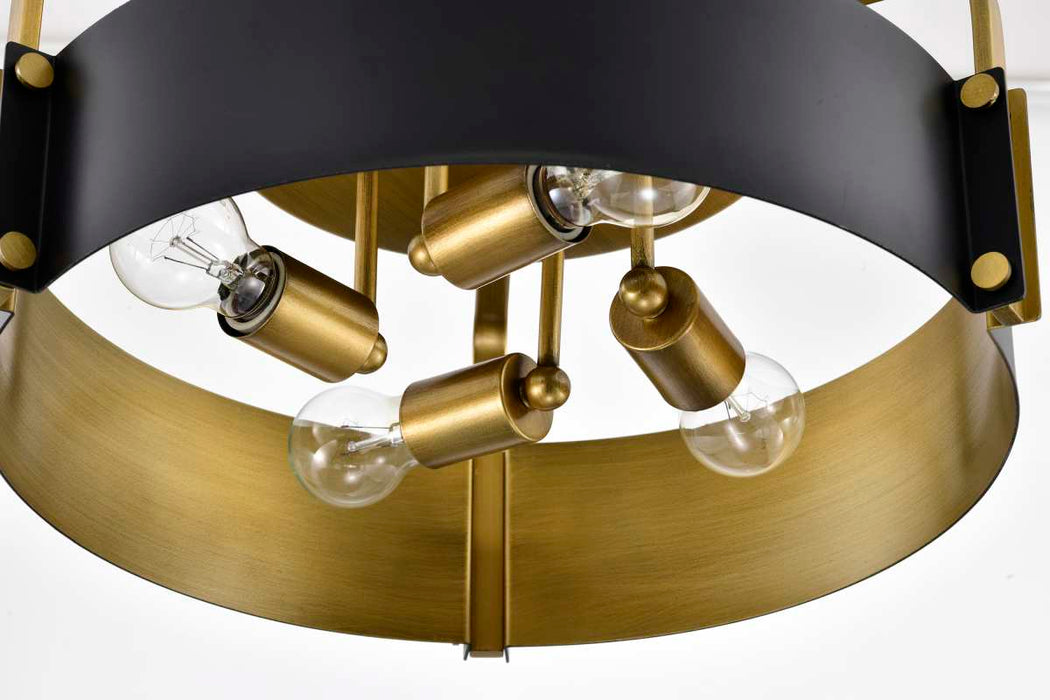 Semi Flush Mount Nuvo 60-7841 Altos 4 Light Semi Flush - Matte Black and Natural Brass Finish Nuvo