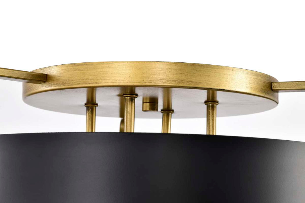 Semi Flush Mount Nuvo 60-7841 Altos 4 Light Semi Flush - Matte Black and Natural Brass Finish Nuvo