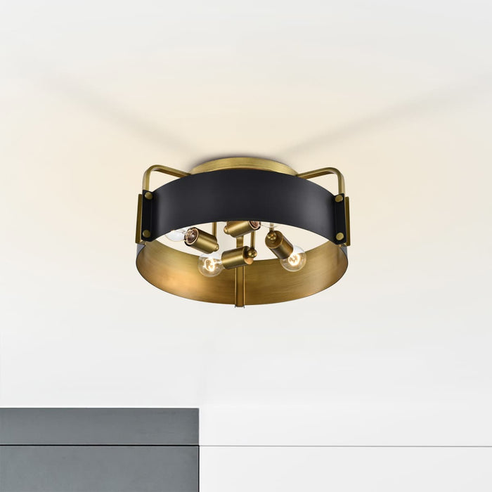 Semi Flush Mount Nuvo 60-7841 Altos 4 Light Semi Flush - Matte Black and Natural Brass Finish Nuvo