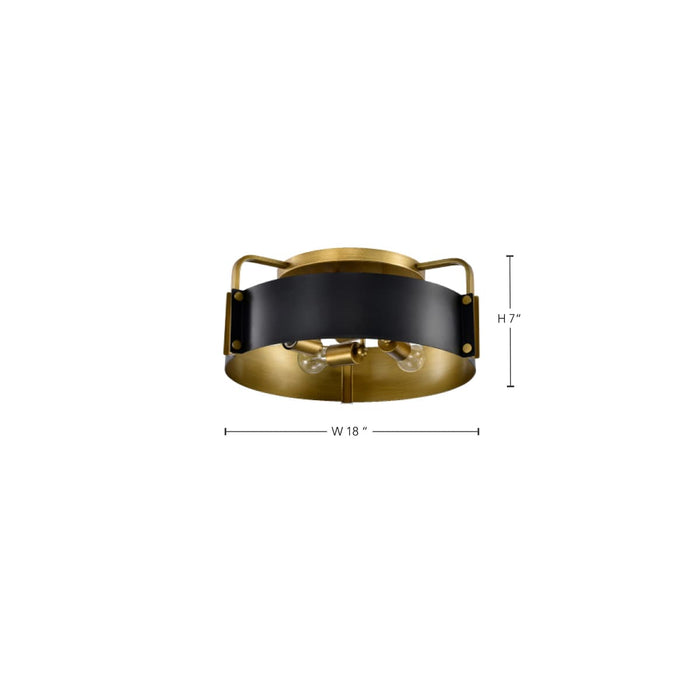 Semi Flush Mount Nuvo 60-7841 Altos 4 Light Semi Flush - Matte Black and Natural Brass Finish Nuvo