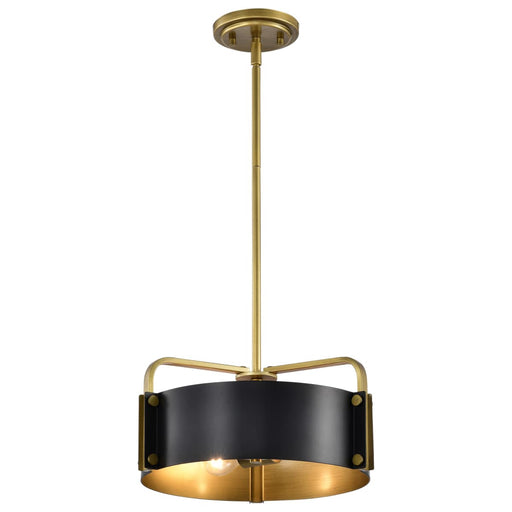 Pendant Nuvo 60-7842 Altos 3 Light Small Pendant - Matte Black and Natural Brass Finish Nuvo