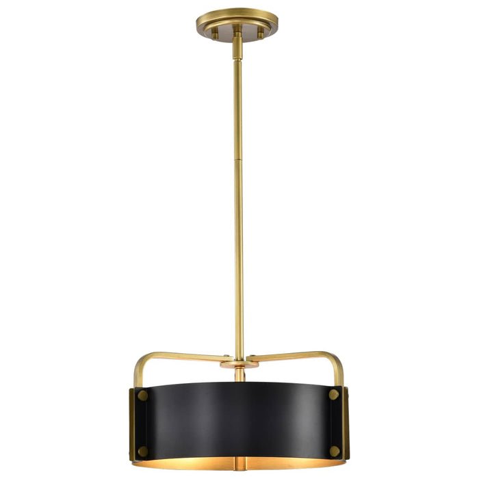 Pendant Nuvo 60-7842 Altos 3 Light Small Pendant - Matte Black and Natural Brass Finish Nuvo