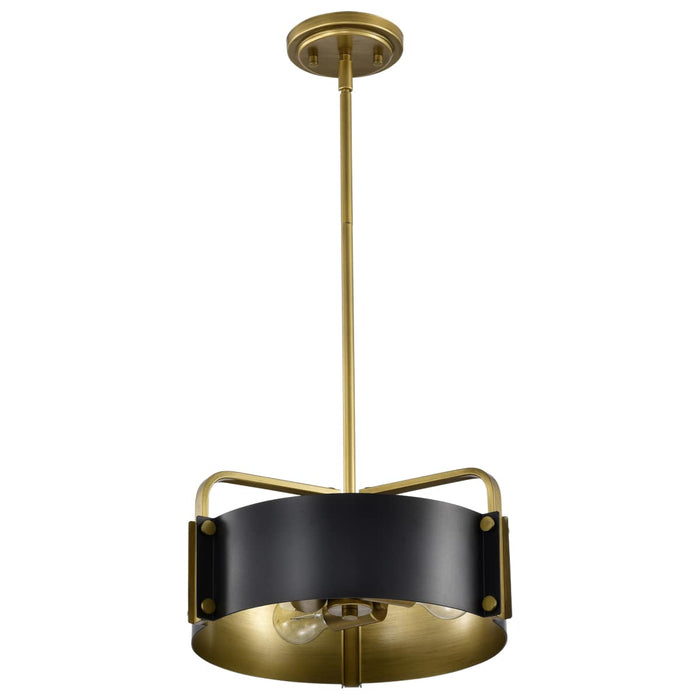 Pendant Nuvo 60-7842 Altos 3 Light Small Pendant - Matte Black and Natural Brass Finish Nuvo