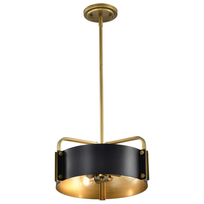 Pendant Nuvo 60-7842 Altos 3 Light Small Pendant - Matte Black and Natural Brass Finish Nuvo