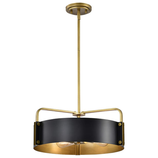 Pendant Nuvo 60-7843 Altos 4 Light Medium Pendant - Matte Black and Natural Brass Finish Nuvo