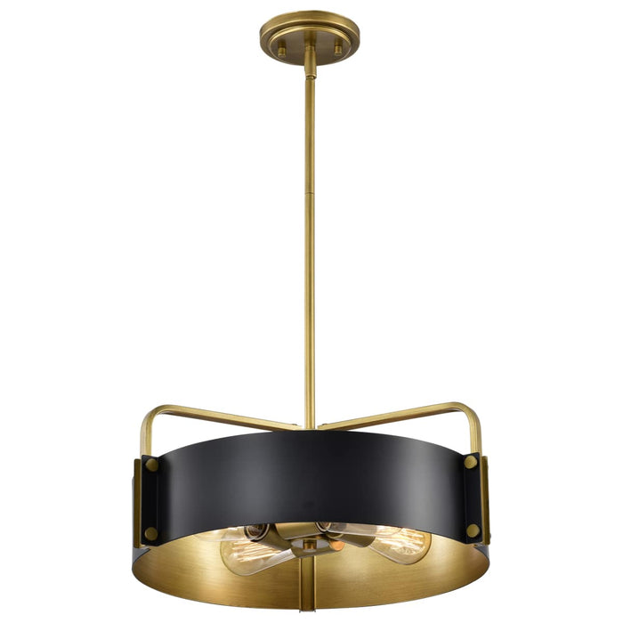 Pendant Nuvo 60-7843 Altos 4 Light Medium Pendant - Matte Black and Natural Brass Finish Nuvo