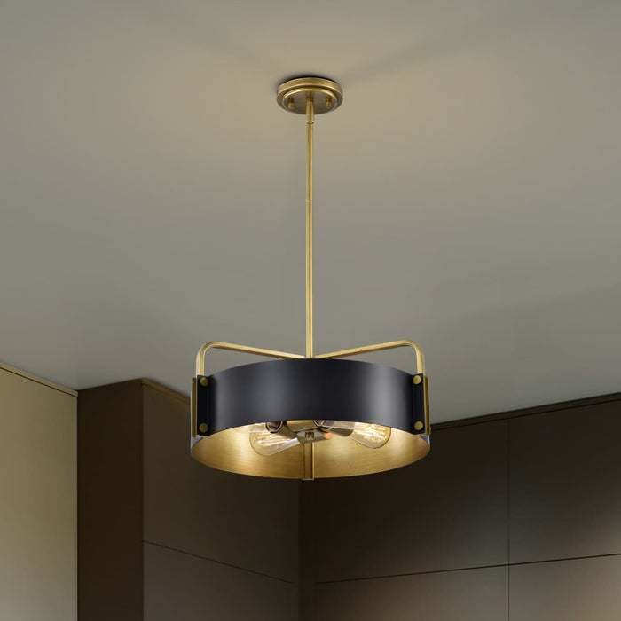 Pendant Nuvo 60-7843 Altos 4 Light Medium Pendant - Matte Black and Natural Brass Finish Nuvo