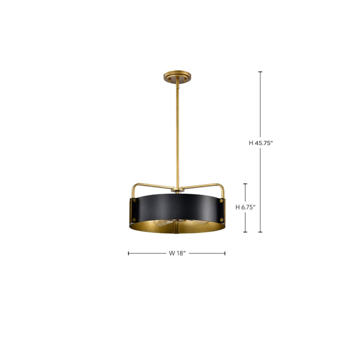 Pendant Nuvo 60-7843 Altos 4 Light Medium Pendant - Matte Black and Natural Brass Finish Nuvo