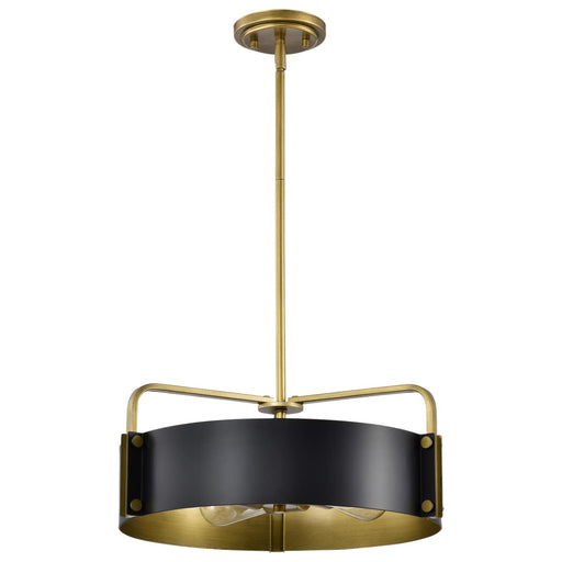 Pendant Nuvo 60-7843 Altos 4 Light Medium Pendant - Matte Black and Natural Brass Finish Nuvo