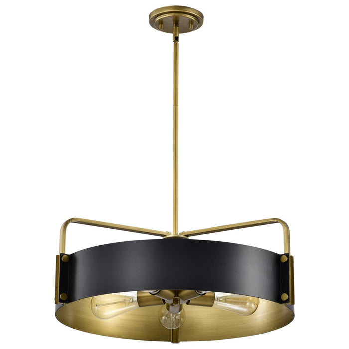 Pendant Nuvo 60-7844 Altos 5 Light Large Pendant - Matte Black and Natural Brass Finish Nuvo