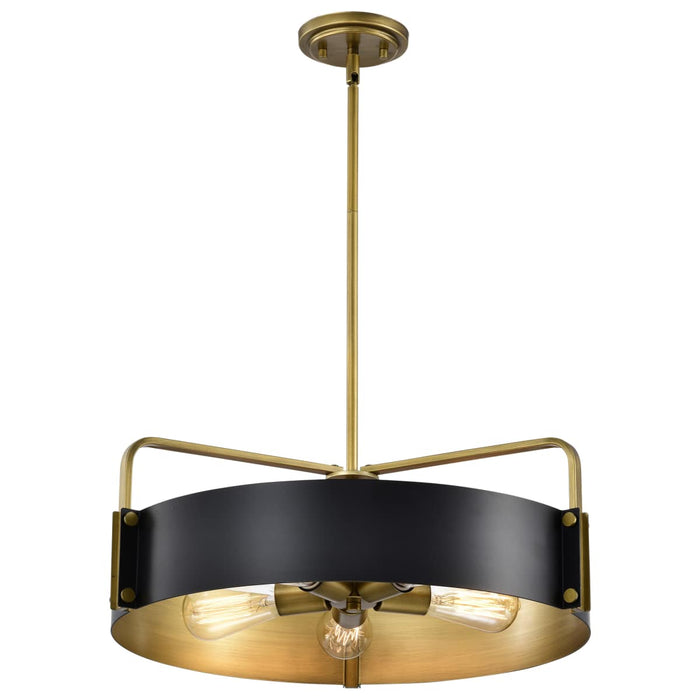 Pendant Nuvo 60-7844 Altos 5 Light Large Pendant - Matte Black and Natural Brass Finish Nuvo