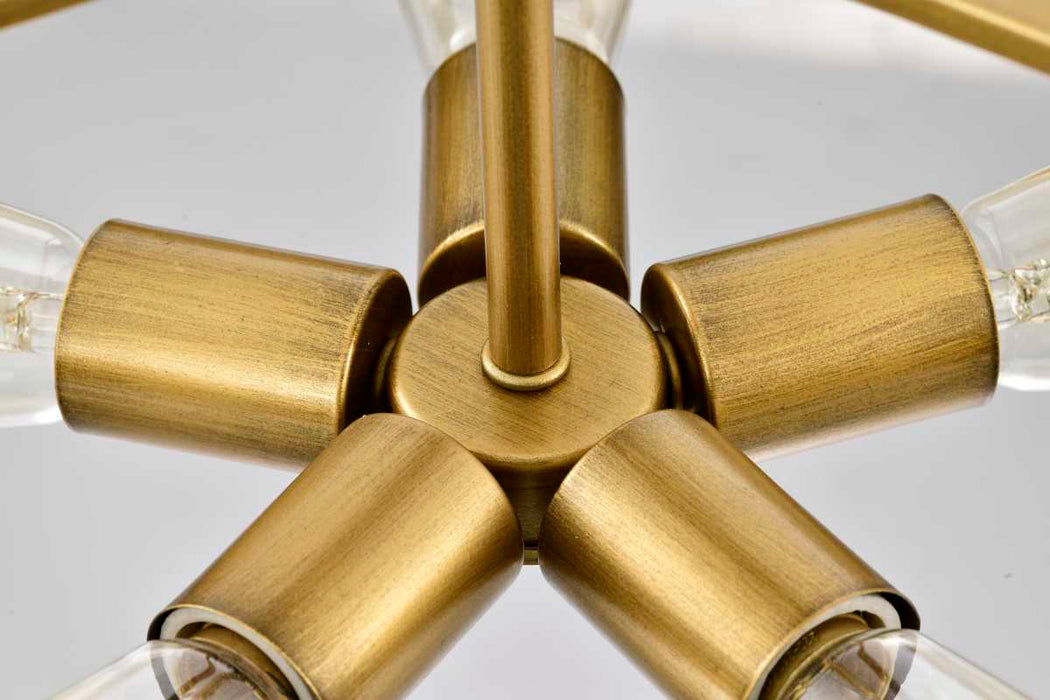 Pendant Nuvo 60-7844 Altos 5 Light Large Pendant - Matte Black and Natural Brass Finish Nuvo