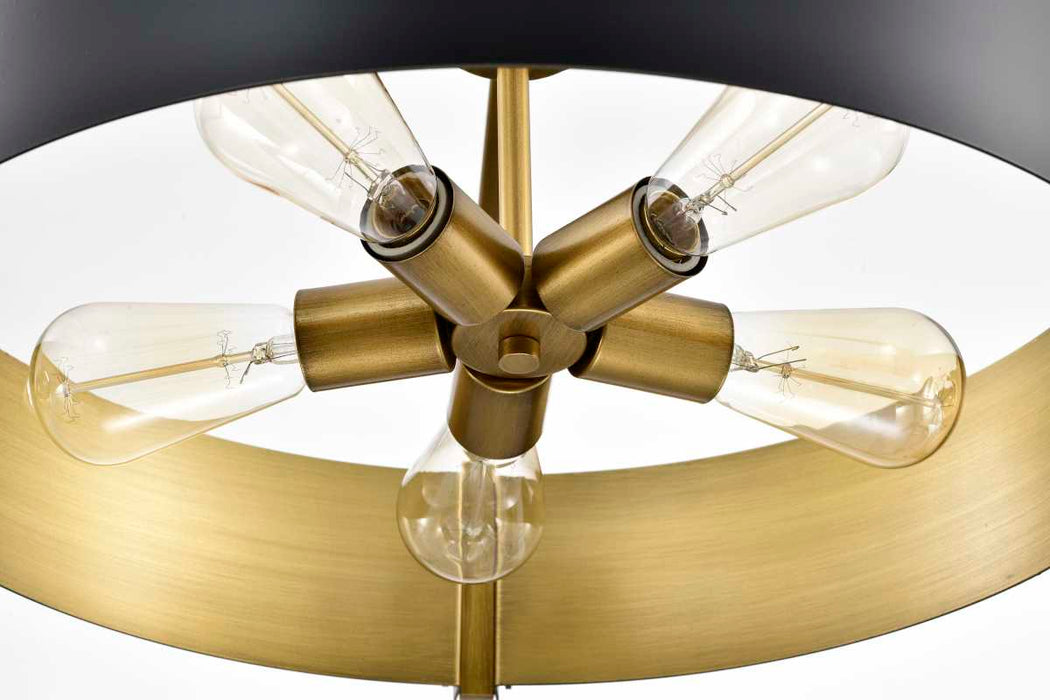 Pendant Nuvo 60-7844 Altos 5 Light Large Pendant - Matte Black and Natural Brass Finish Nuvo