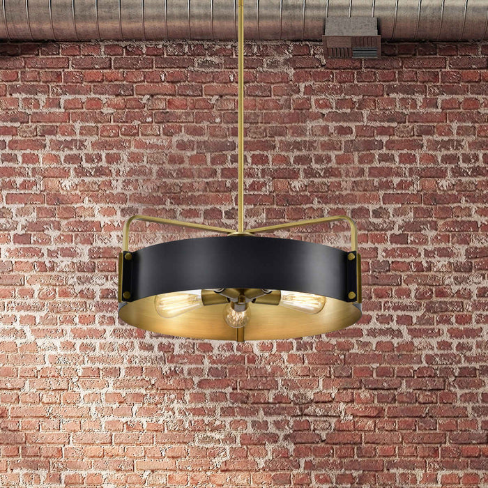 Pendant Nuvo 60-7844 Altos 5 Light Large Pendant - Matte Black and Natural Brass Finish Nuvo
