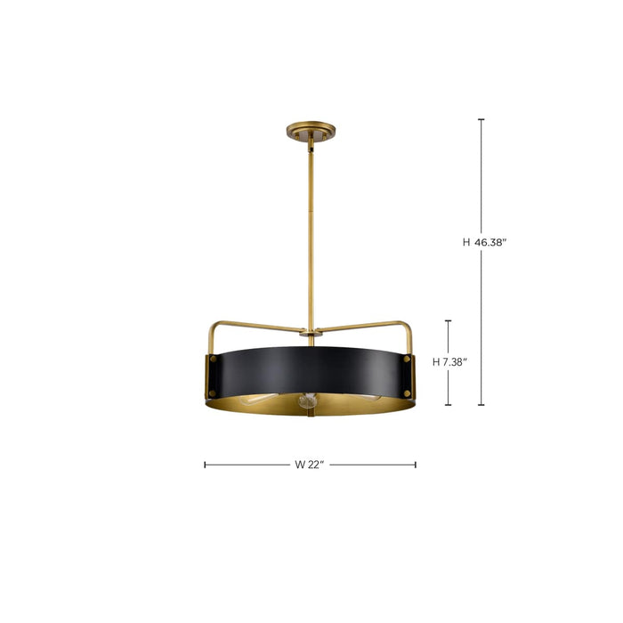 Pendant Nuvo 60-7844 Altos 5 Light Large Pendant - Matte Black and Natural Brass Finish Nuvo
