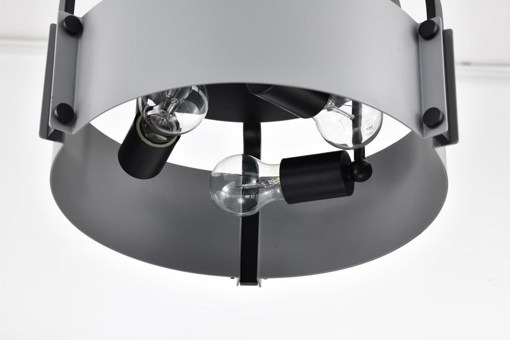 Semi Flush Mount Nuvo 60-7850 Altos 3 Light Semi Flush - 14 Inches - Gray and Matte Black Finish Nuvo