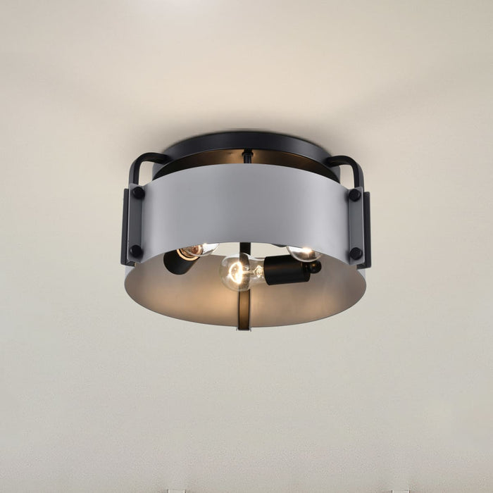 Semi Flush Mount Nuvo 60-7850 Altos 3 Light Semi Flush - 14 Inches - Gray and Matte Black Finish Nuvo