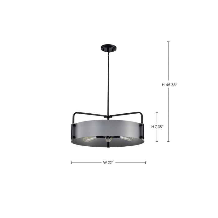 Pendant Nuvo 60-7854 Altos 5 Light Large Pendant - Gray and Matte Black Finish Nuvo