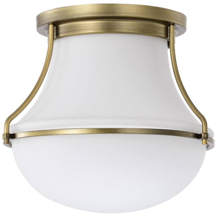 Flush Mount Nuvo 60-7860 Valdora 1 Light Flush Mount - 10 Inches - Natural Brass Finish - White Opal Glass Nuvo