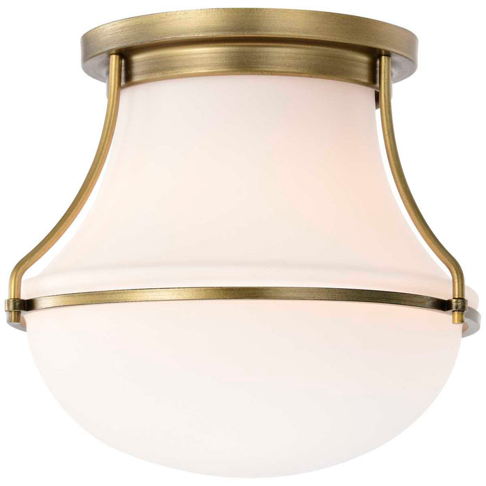 Flush Mount Nuvo 60-7860 Valdora 1 Light Flush Mount - 10 Inches - Natural Brass Finish - White Opal Glass Nuvo