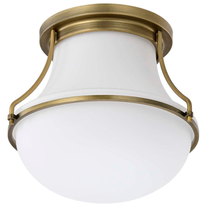 Flush Mount Nuvo 60-7860 Valdora 1 Light Flush Mount - 10 Inches - Natural Brass Finish - White Opal Glass Nuvo