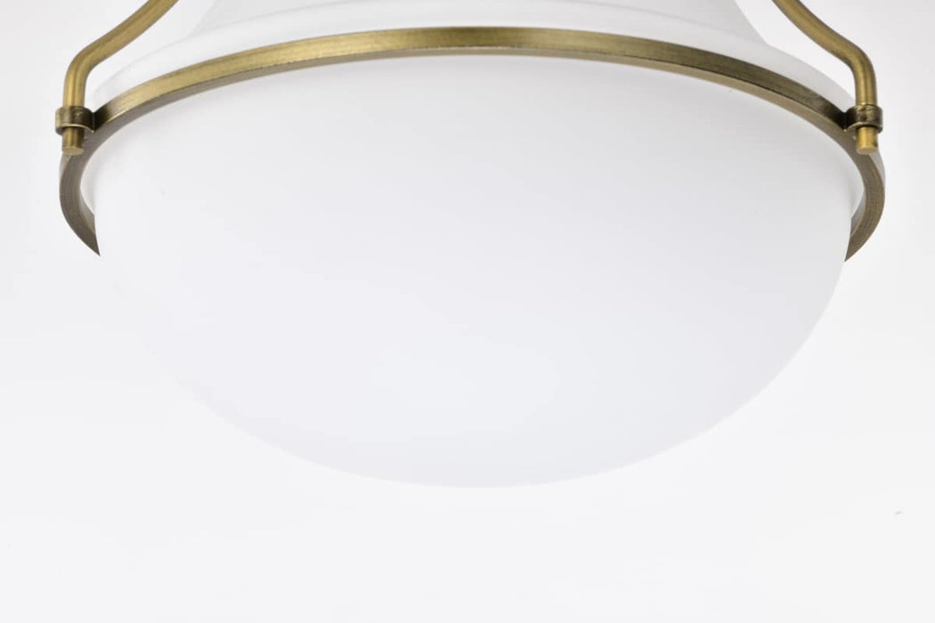 Flush Mount Nuvo 60-7860 Valdora 1 Light Flush Mount - 10 Inches - Natural Brass Finish - White Opal Glass Nuvo