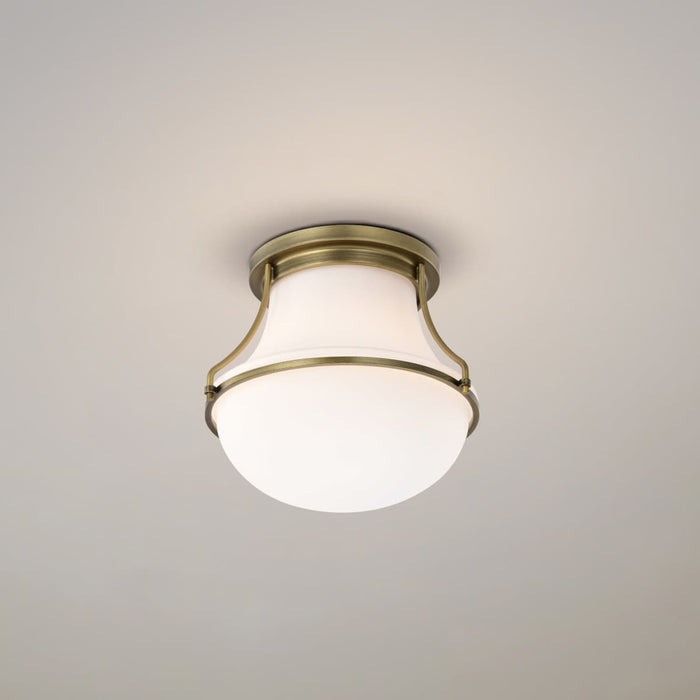 Flush Mount Nuvo 60-7860 Valdora 1 Light Flush Mount - 10 Inches - Natural Brass Finish - White Opal Glass Nuvo