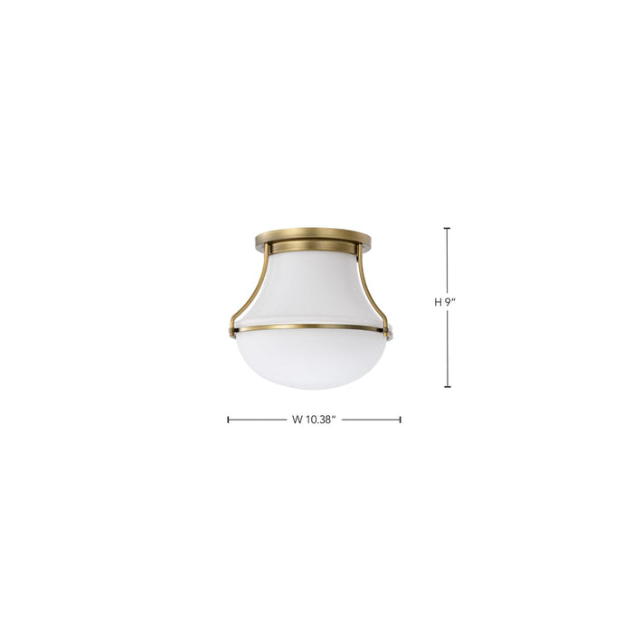 Flush Mount Nuvo 60-7860 Valdora 1 Light Flush Mount - 10 Inches - Natural Brass Finish - White Opal Glass Nuvo